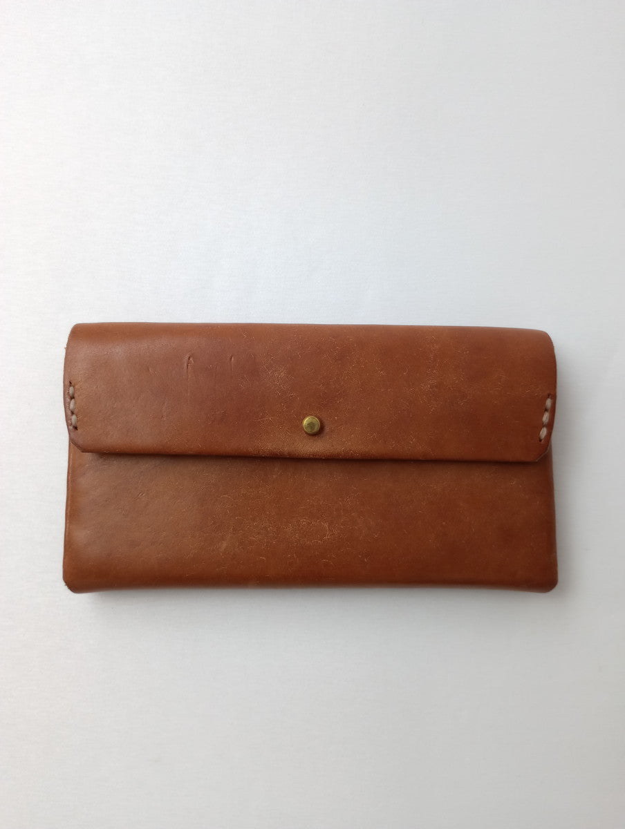 safuji サフジ ミニ長財布（ホック）long wallet ロングウォレット レザー ブラウン系 【中古】