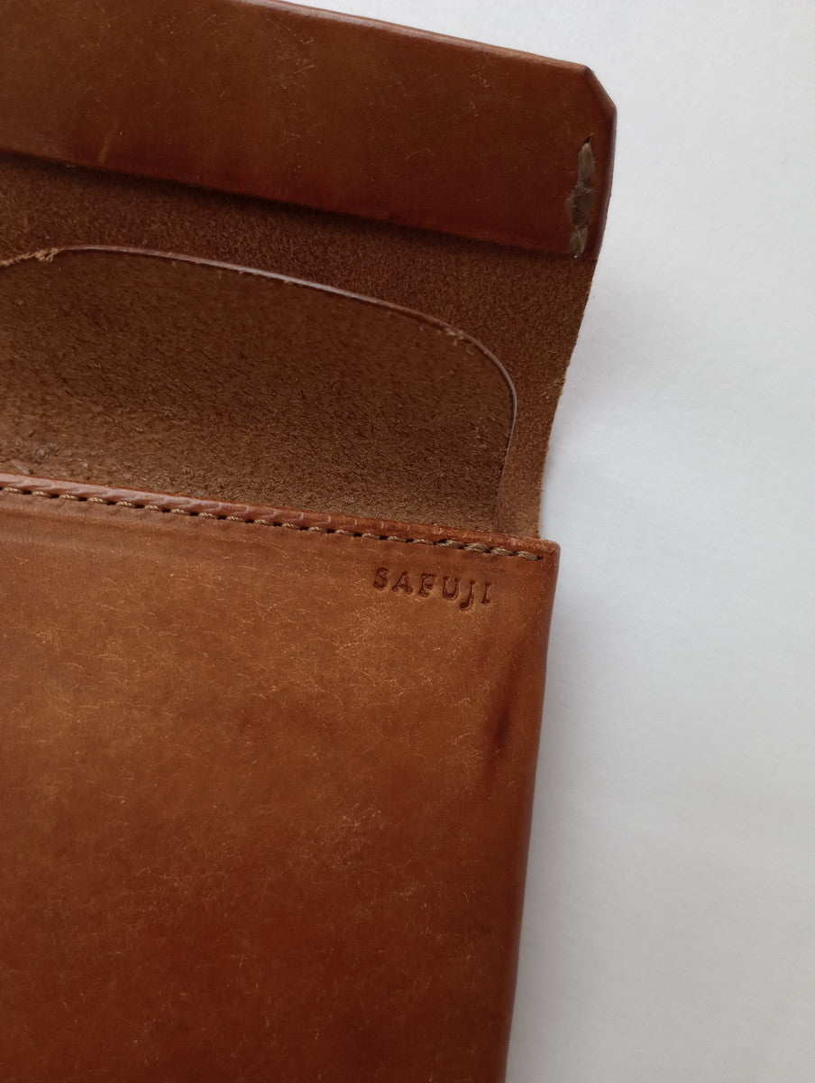 safuji サフジ ミニ長財布（ホック）long wallet ロングウォレット レザー ブラウン系 【中古】