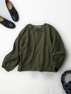TENNE HANDCRAFTED MODERN テンハンドクラフテッドモダン volume sleeve pullover ボリュームスリーブプルオーバー カットソー カーキ 【中古】