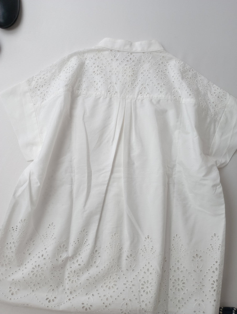 TICCA ティッカ レースフレンチ シャツ トップス  刺繍 白 ホワイト (2M＋3735) 【中古】