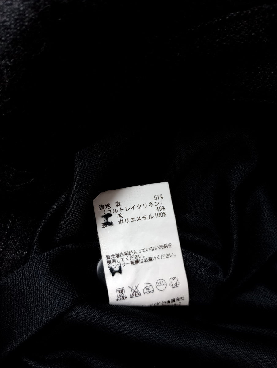 Vlas Blomme ヴラスブラム コルトレイクリネン ウール ロングスカート 墨黒 1 【中古】