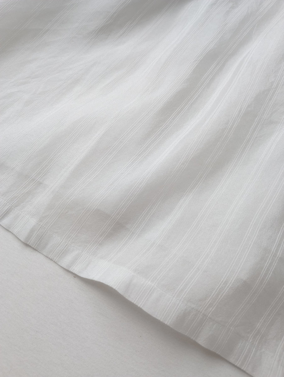 humoresque ユーモレスク gather short sleeve ギャザーショートスリーブ 半袖 ブラウス トップス ストライプ 白 F【中古】
