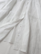 humoresque ユーモレスク gather short sleeve ギャザーショートスリーブ 半袖 ブラウス トップス ストライプ 白 F【中古】