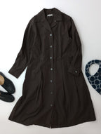 MARGARET HOWELL マーガレットハウエル SOFT COTTON POPLIN DRESS 長袖 シャツワンピース ロング ダークブラウン コットン 綿 100％ 1 【中古】