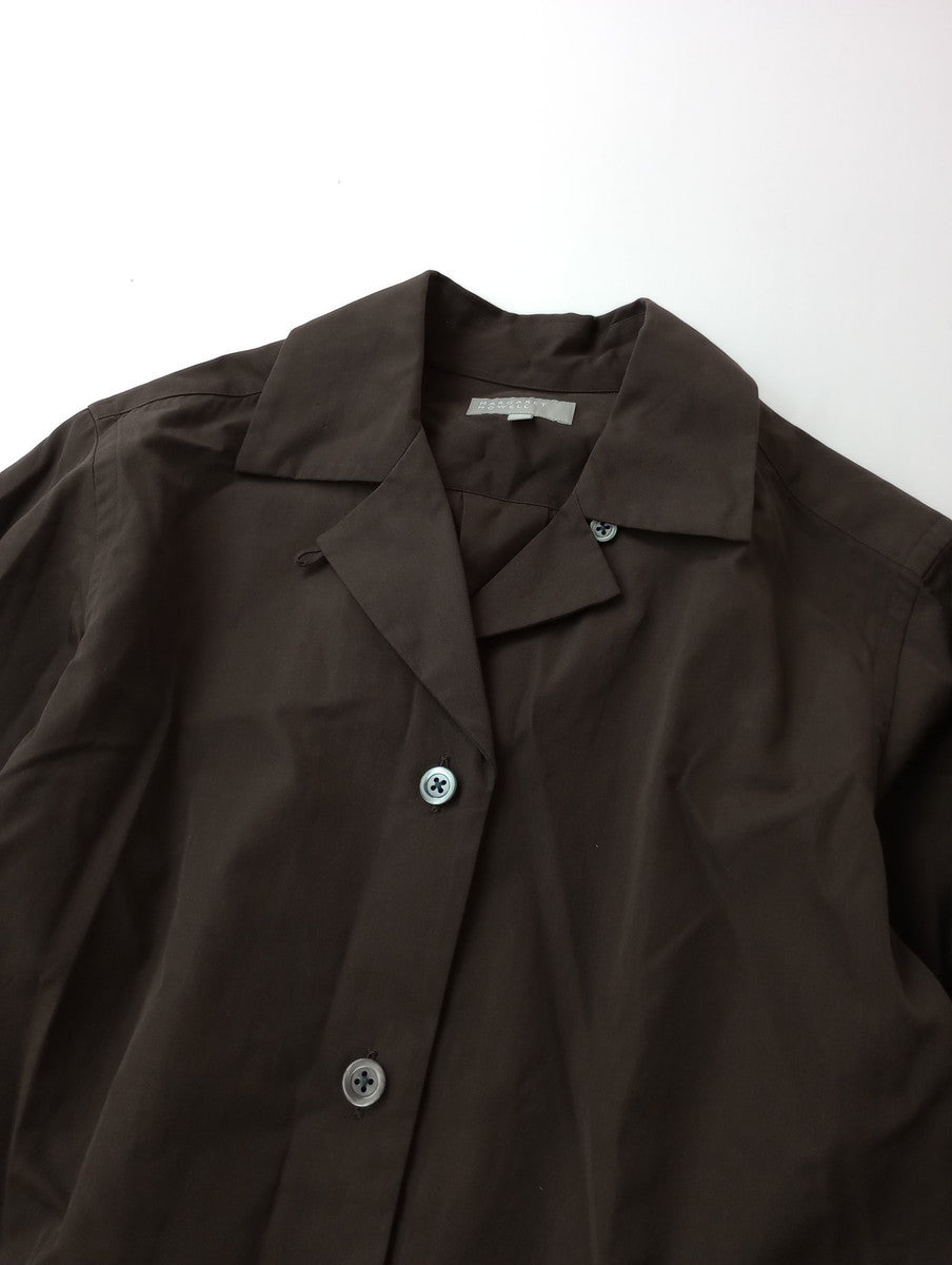MARGARET HOWELL マーガレットハウエル SOFT COTTON POPLIN DRESS 長袖 シャツワンピース ロング ダークブラウン コットン 綿 100％ 1 【中古】