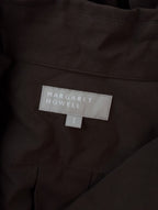 MARGARET HOWELL マーガレットハウエル SOFT COTTON POPLIN DRESS 長袖 シャツワンピース ロング ダークブラウン コットン 綿 100％ 1 【中古】