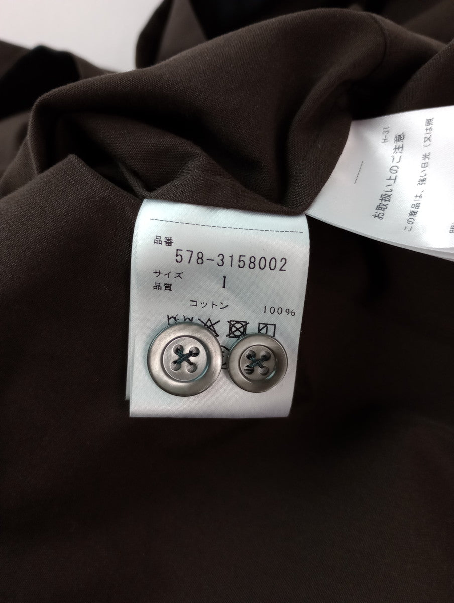 MARGARET HOWELL マーガレットハウエル SOFT COTTON POPLIN DRESS 長袖 シャツワンピース ロング ダークブラウン コットン 綿 100％ 1 【中古】