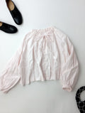 nest Robe ネストローブ UpcycleLino ribbon tie short blouse リボンド ブラウス 長袖 シャツ トップス  ピンク  【中古】