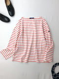 SAINT JAMES セントジェームス ボーダー バスクシャツ長袖 カットソー トップス  ピンク USA36 【中古】