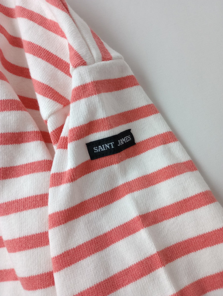 SAINT JAMES セントジェームス ボーダー バスクシャツ長袖 カットソー トップス  ピンク USA36 【中古】