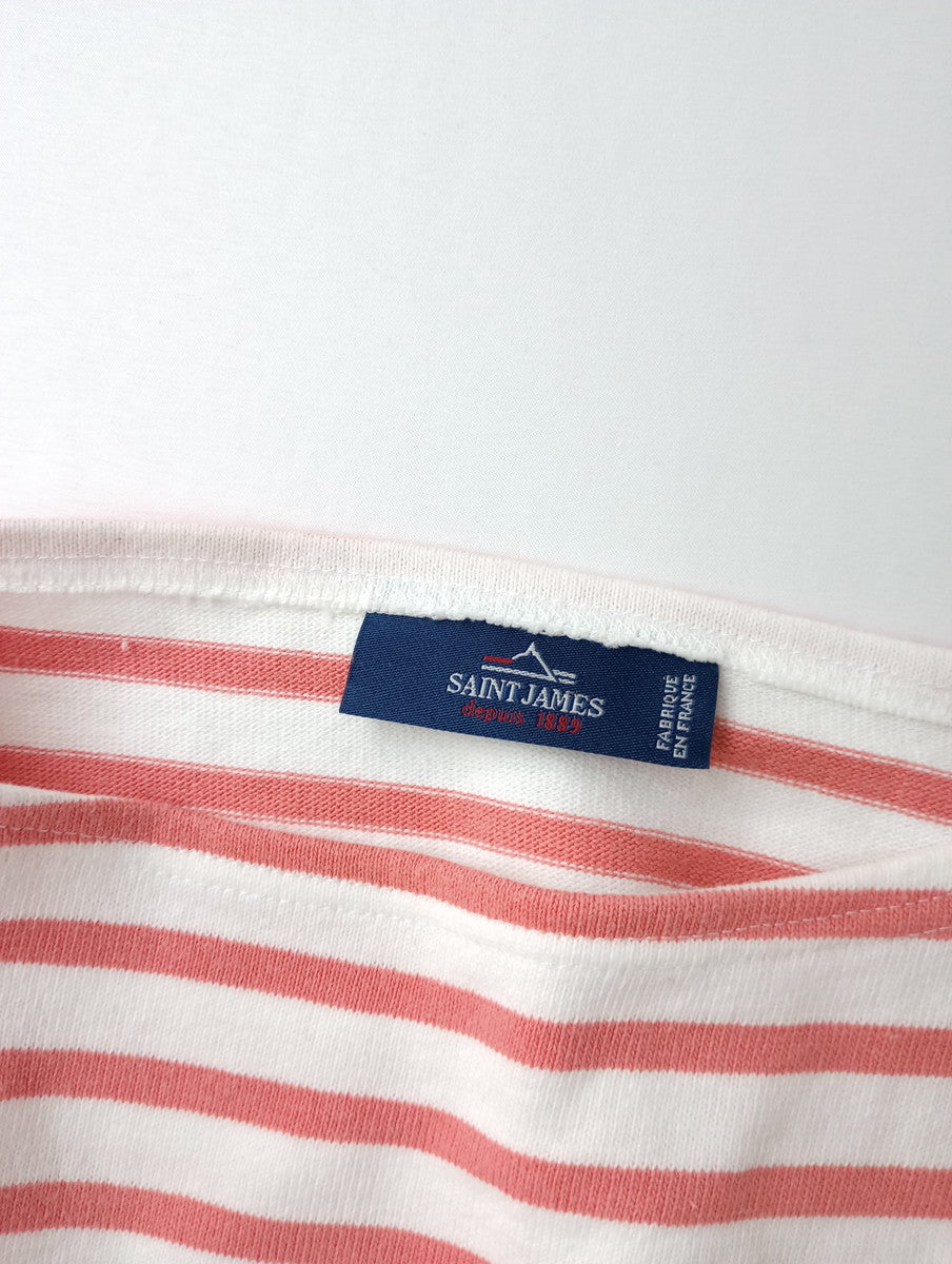 SAINT JAMES セントジェームス ボーダー バスクシャツ長袖 カットソー トップス  ピンク USA36 【中古】