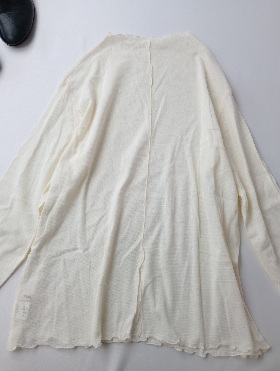 新品 tumugu: ツムグ コットン チュール メッシュ ロングスリーブ プルオーバー 長袖 トップス アイボリー F 【中古】