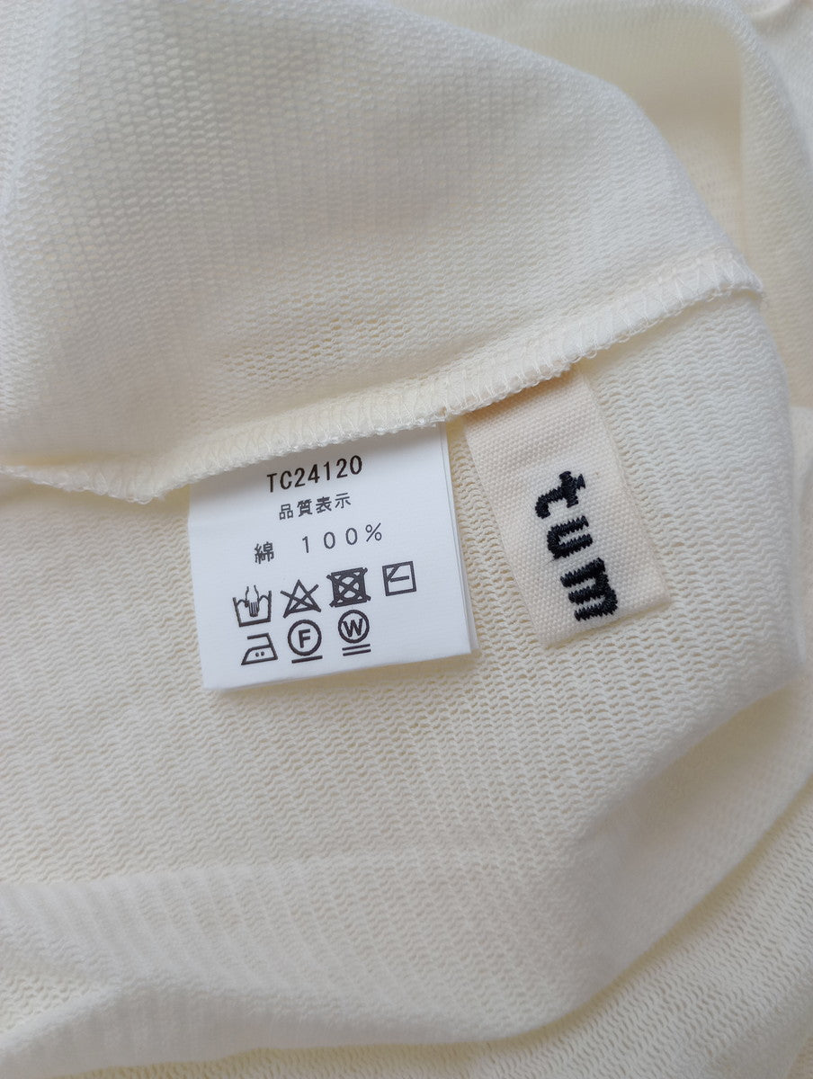 新品 tumugu: ツムグ コットン チュール メッシュ ロングスリーブ プルオーバー 長袖 トップス アイボリー F 【中古】