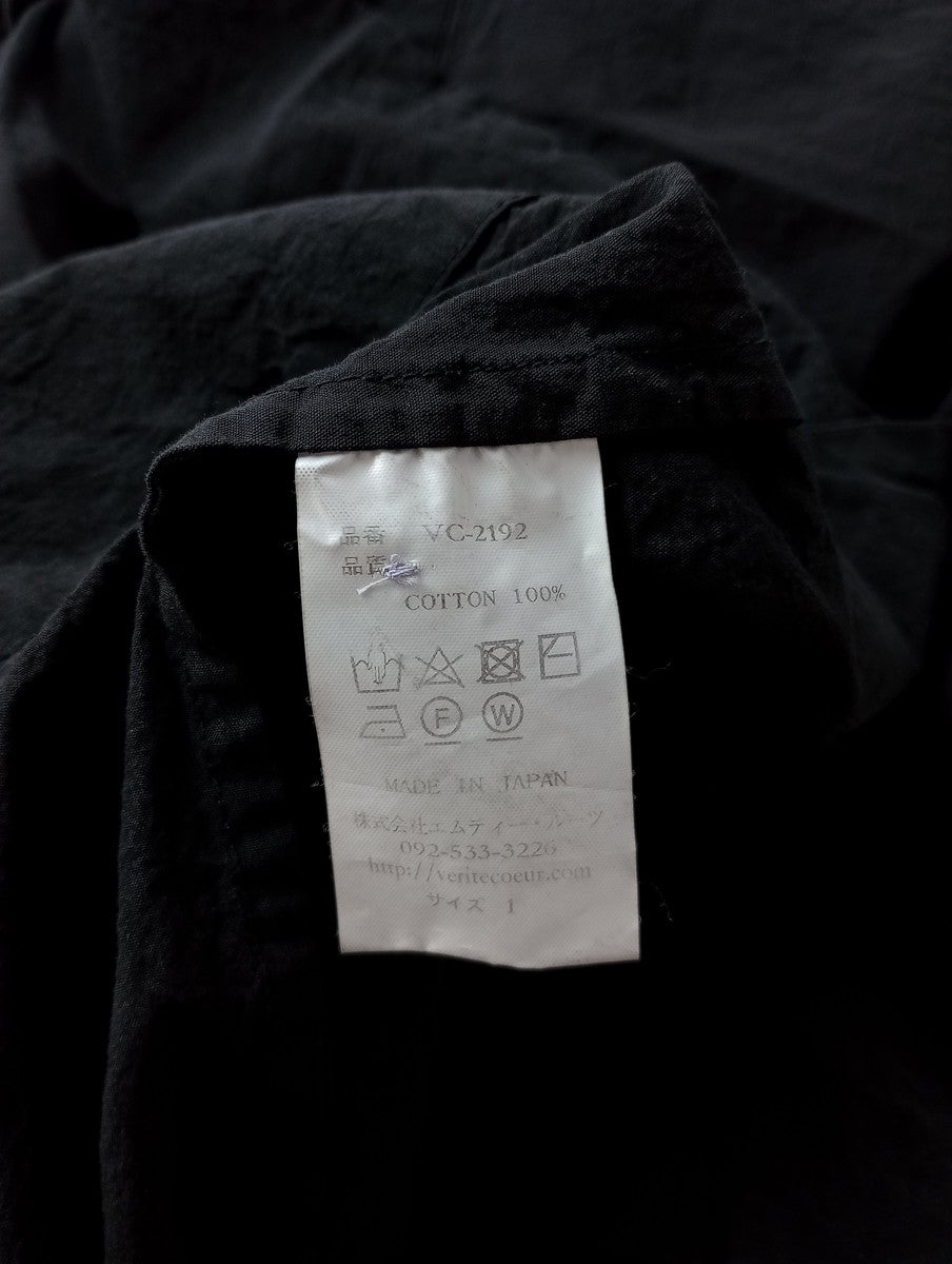 Veritecoeur ヴェリテクール コットン 綿 100％ ロング 長袖 シャツワンピース  黒 ブラック【中古】