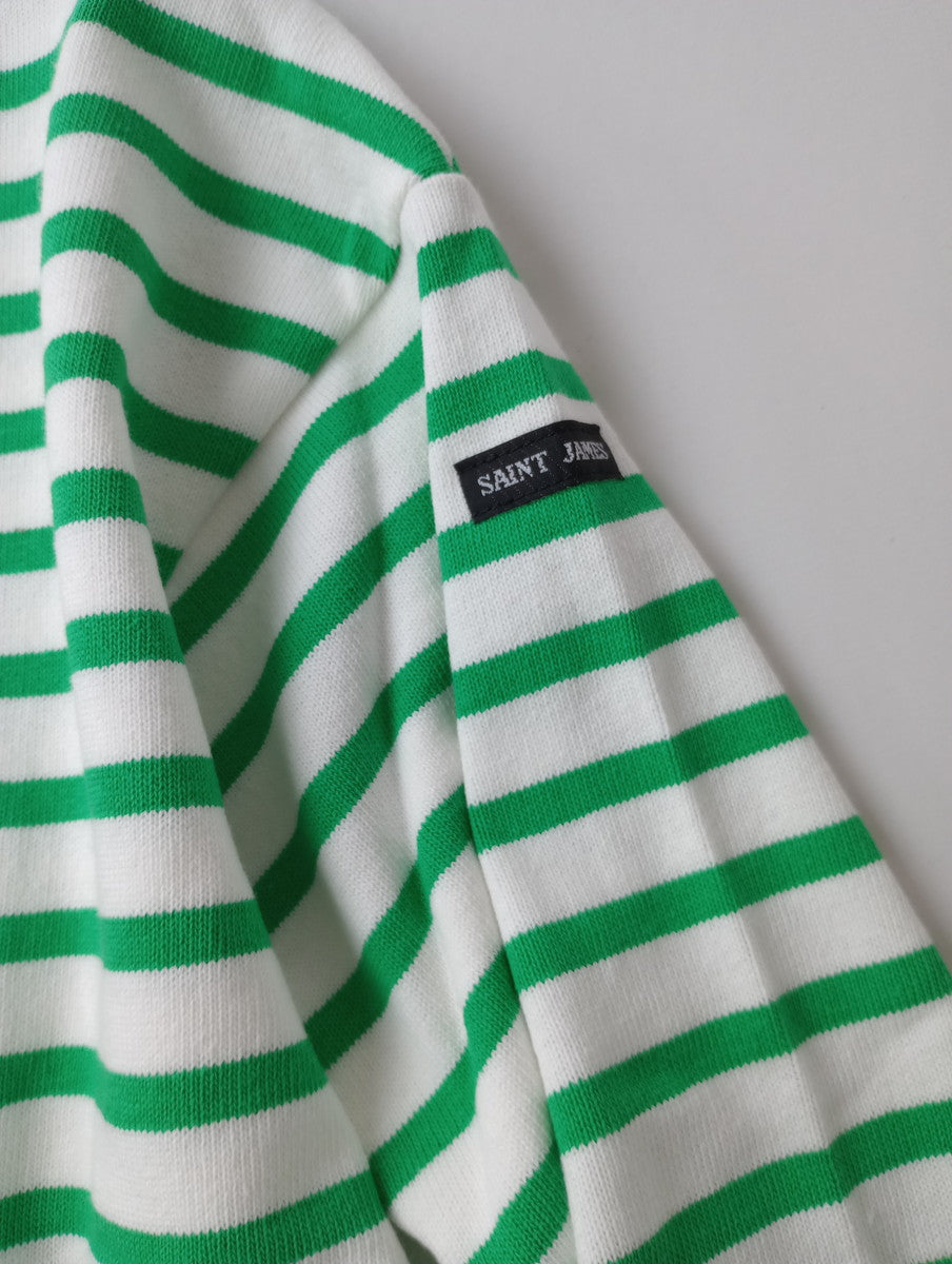 新品 SAINT JAMES セントジェームス OUESSANT LOOSE ウェッソン ルーズ ボーダールーズ バスクシャツ  グリーン 001 【中古】
