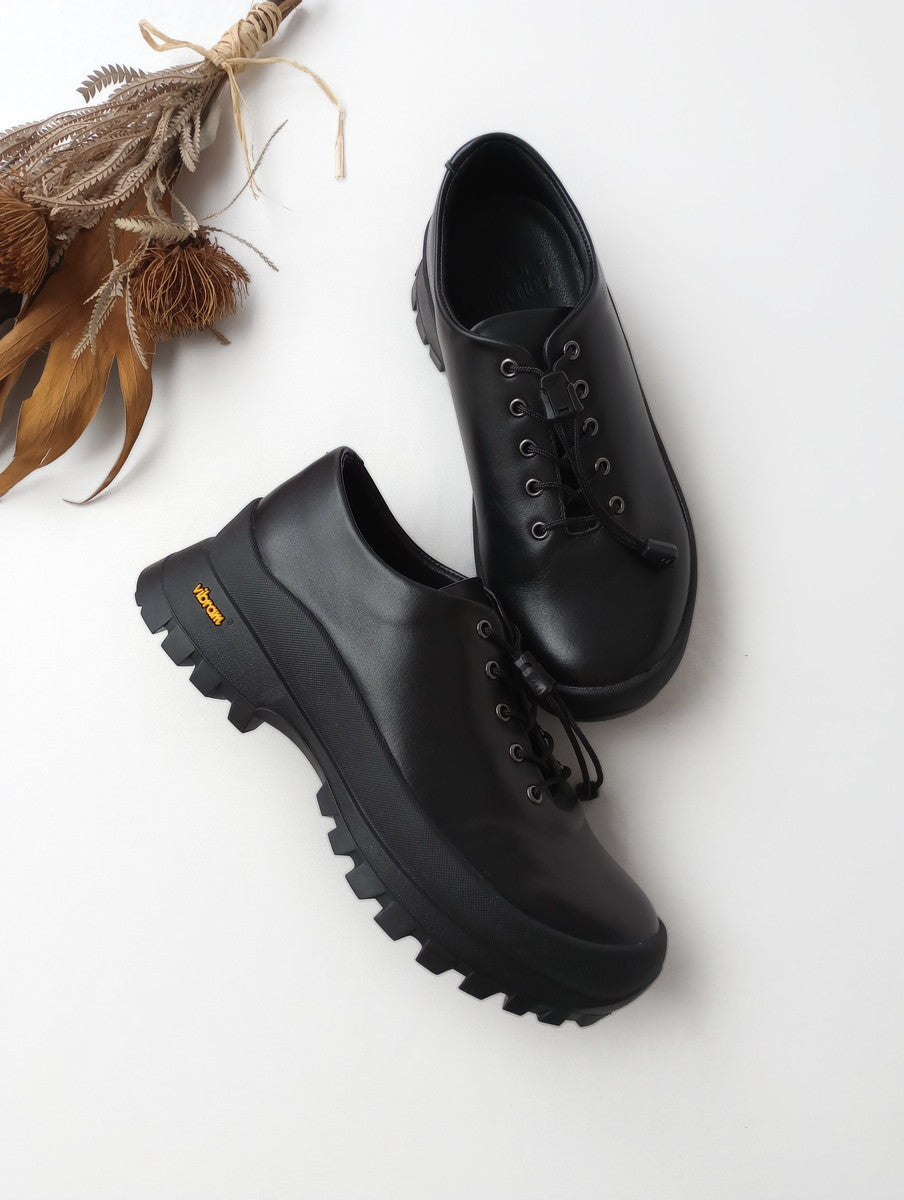 molle shoes モールシューズ レザーシューズ Q/L OXFORD クイックシューレース 靴 黒 ブラック  【中古】