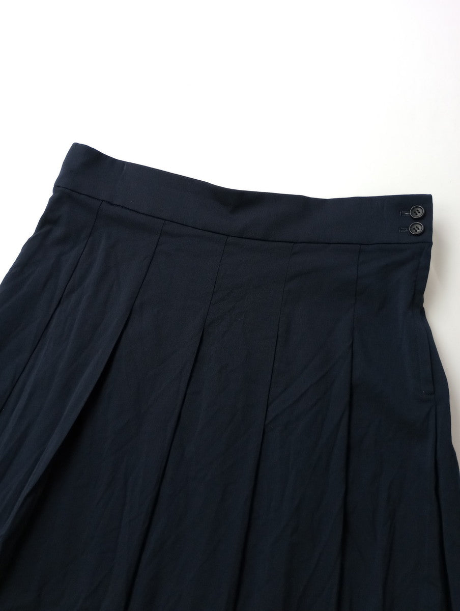 COMME des GARCONS コムデギャルソン コムコム ワイド プリーツ ロングスカート ダークネイビー  S【中古】