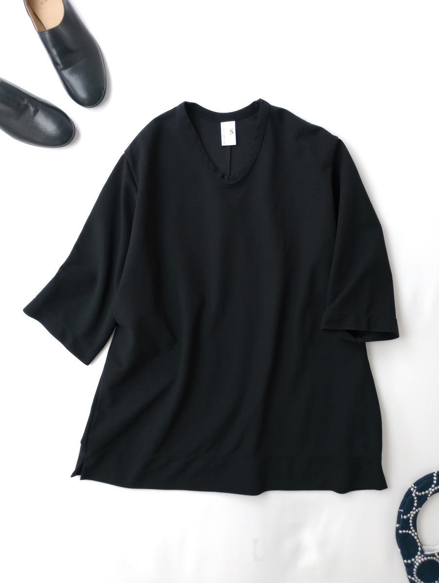 NO CONTROL AIR ノーコントロールエアー フィールドセンサー 2重編みカノコ 5分袖 Tシャツ カットソー トップス  黒 ブラック  (12M＋3905)【中古】