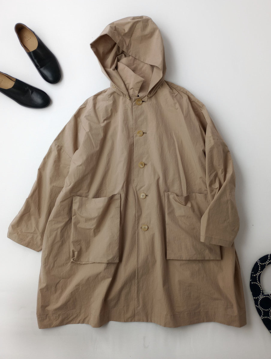 atelier naruse アトリエナルセ コットンナイロンタフタフーデットコート ベージュフード着脱可能  2WAY  【中古】