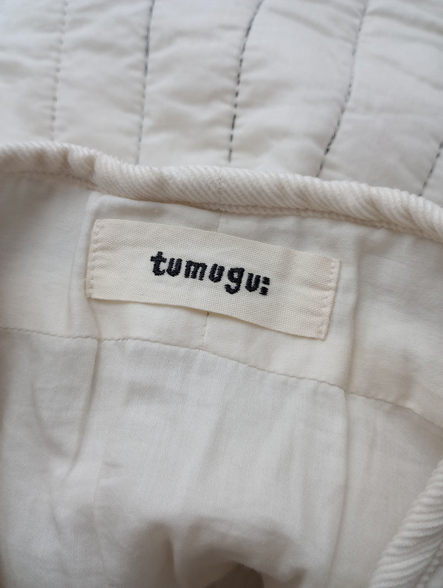 TUMUGU ツムグ コットンサテンキルト ジャケット ステッチ 白  F【中古】