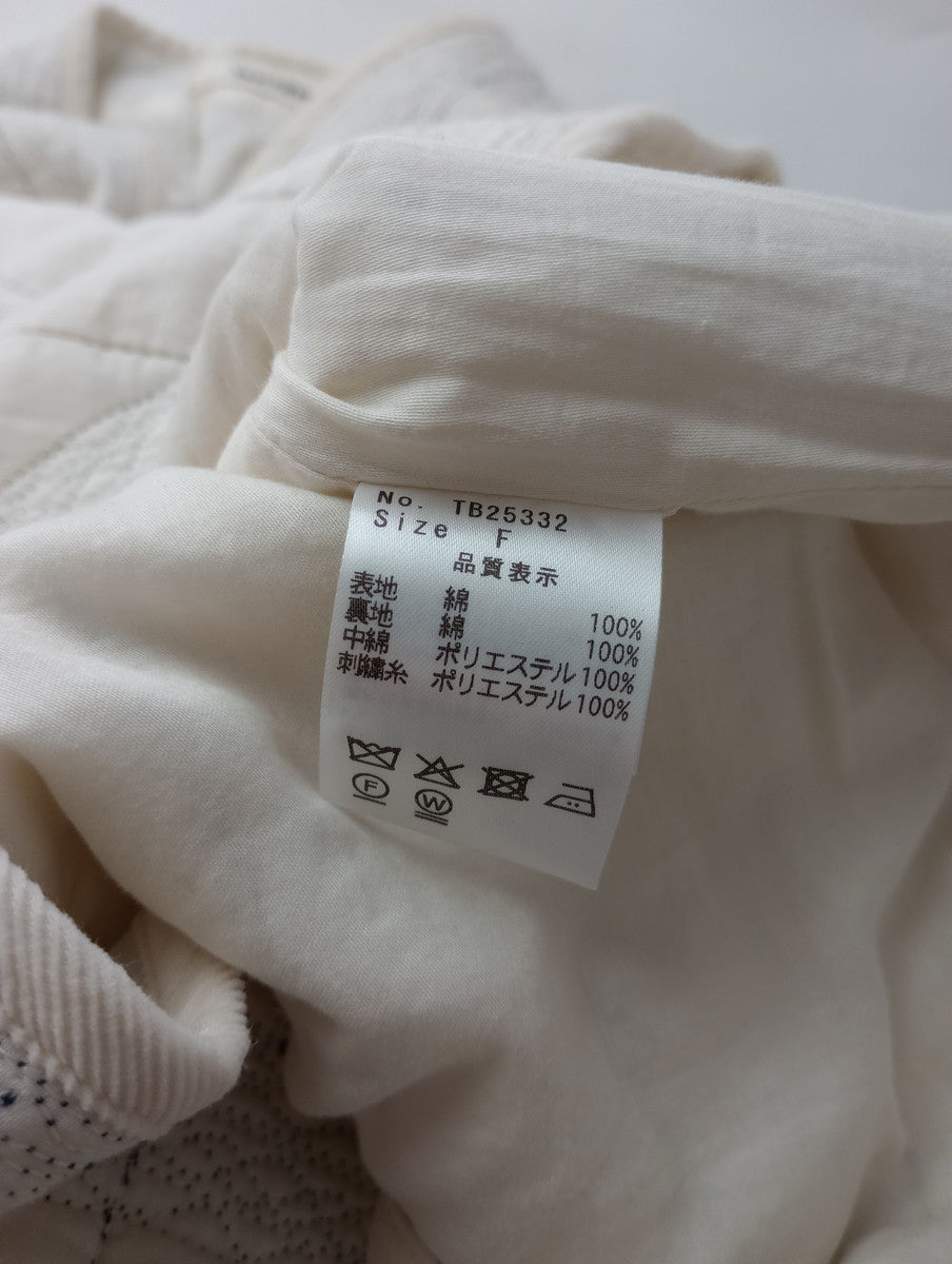 TUMUGU ツムグ コットンサテンキルト ジャケット ステッチ 白  F【中古】