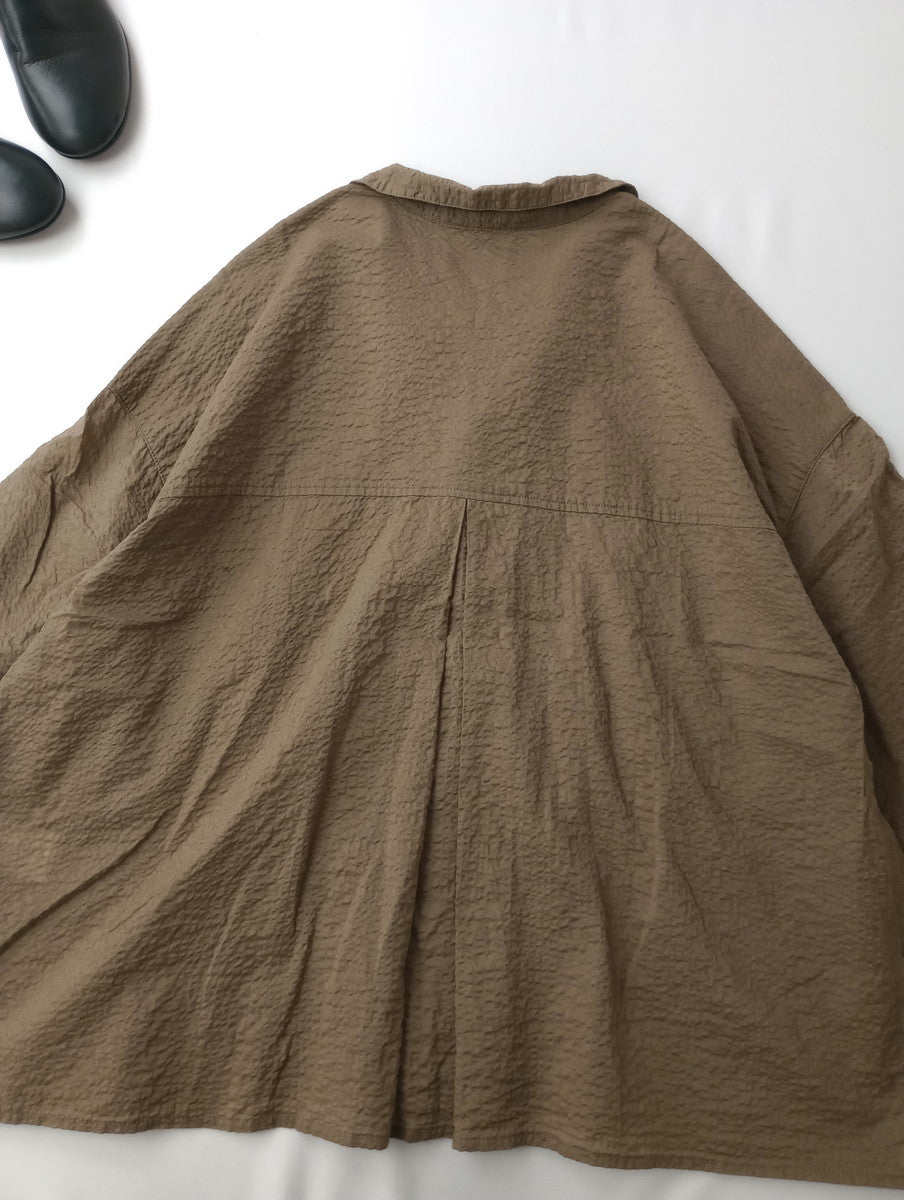 Brocante ブロカント ドミンゴ 80sリップルエール 長袖 シャツ 2 ブラウン 【中古】