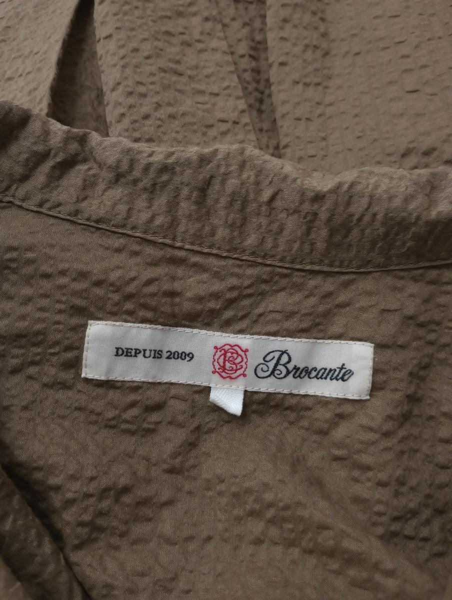 Brocante ブロカント ドミンゴ 80sリップルエール 長袖 シャツ 2 ブラウン 【中古】