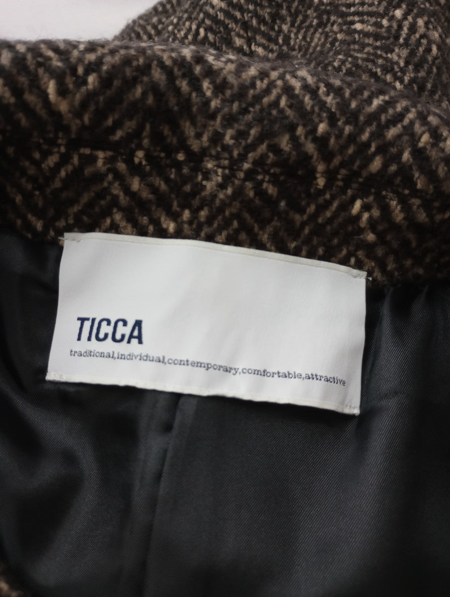 TICCA ティッカ ウール ミックス ツイード ピーコート ダークブラウン゙ 【中古】