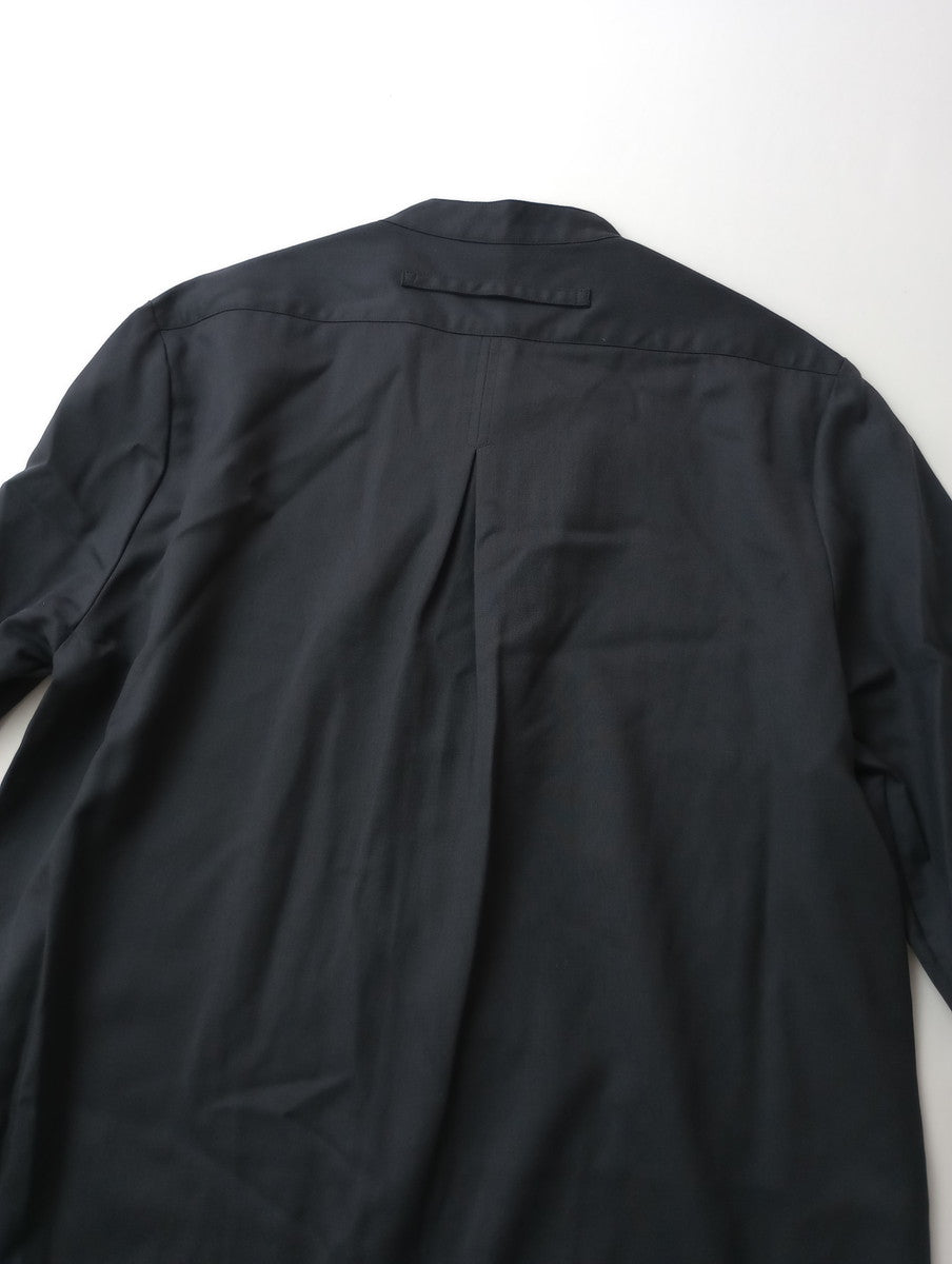TICCA ティッカ ウォッシャブルウールスタンドカラー ロング シャツ ワンピース 黒に近いダークネイビー 【中古】