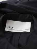 TICCA ティッカ ウォッシャブルウールスタンドカラー ロング シャツ ワンピース 黒に近いダークネイビー 【中古】