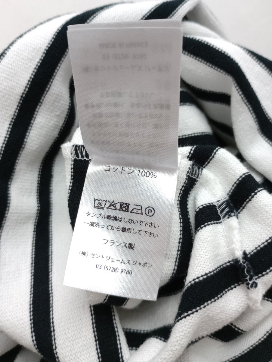 SAINT JAMES セントジェームス ワイド ボーダー バスクシャツ  半袖  カットソー トップス 白黒  (12M＋3904)【中古】