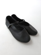 CROWN クラウン レザー ストラップフラットシューズ 靴  黒 ブラック  5【中古】