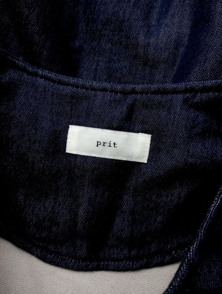 prit プリット デニム ジップアップ ブルゾン ジャケット ノーカラー  ネイビー【中古】