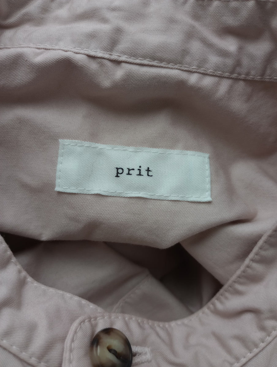 prit プリット バンドカラー 長袖 ノーカラー シャツ ブラウス トップス ピンク 【中古】
