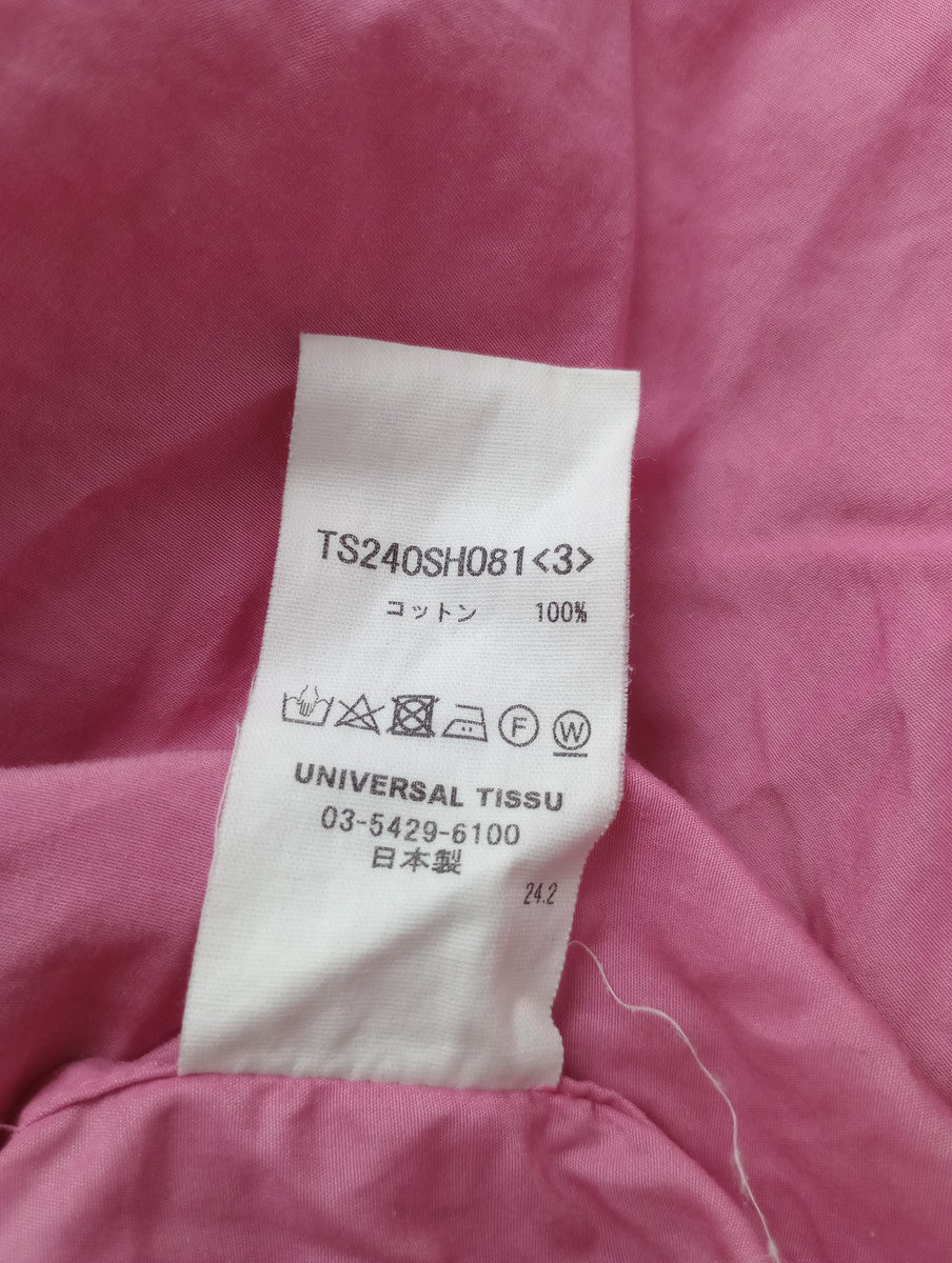 UNIVERSAL TISSU ユニヴァーサルティシュ 100～120/2 ブロード バンドカラー 長袖 シャツ トップス  ピンク【中古】