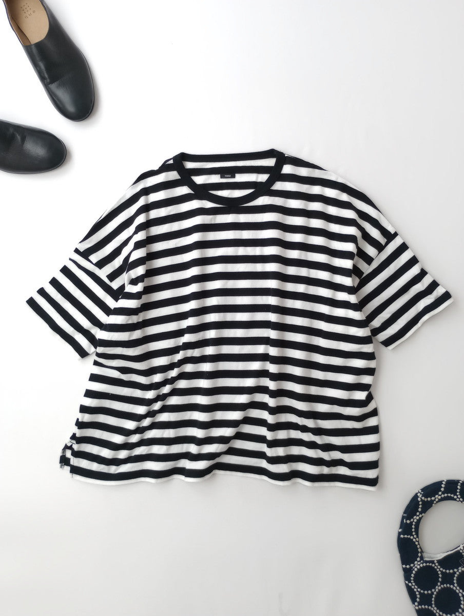 UNIVERSAL TISSU ユニヴァーサルティシュ クラシック天竺 ボーダー ワイド 半袖 カットソー トップス Tシャツ  （12M+3844）【中古】