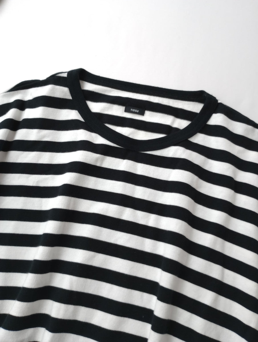 UNIVERSAL TISSU ユニヴァーサルティシュ クラシック天竺 ボーダー ワイド 半袖 カットソー トップス Tシャツ  （12M+3844）【中古】
