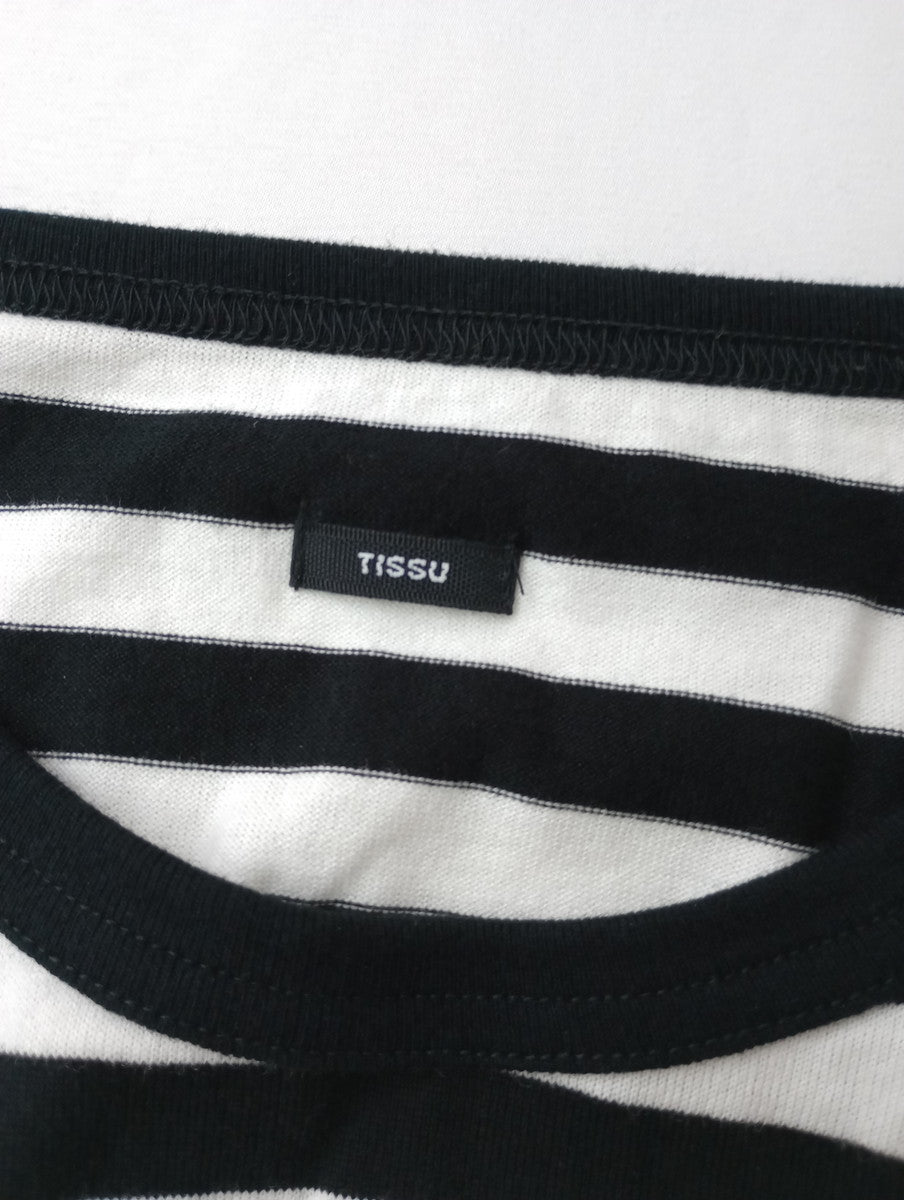 UNIVERSAL TISSU ユニヴァーサルティシュ クラシック天竺 ボーダー ワイド 半袖 カットソー トップス Tシャツ  （12M+3844）【中古】