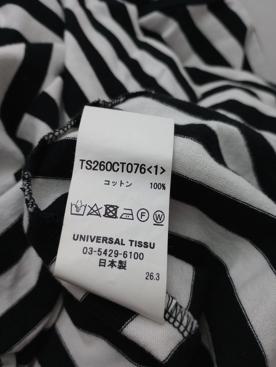 UNIVERSAL TISSU ユニヴァーサルティシュ クラシック天竺 ボーダー ワイド 半袖 カットソー トップス Tシャツ  （12M+3844）【中古】
