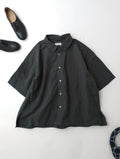 prit プリット コットンリネンウェザー近江晒加工 5分袖レギュラーカラービッグシャツ ピンストライプ  （12M+3842）【中古】