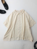 grin グリン チビ襟ワイドシャツ 半袖   トップス クリームイエロー 黄色 2 （12M+3843）【中古】