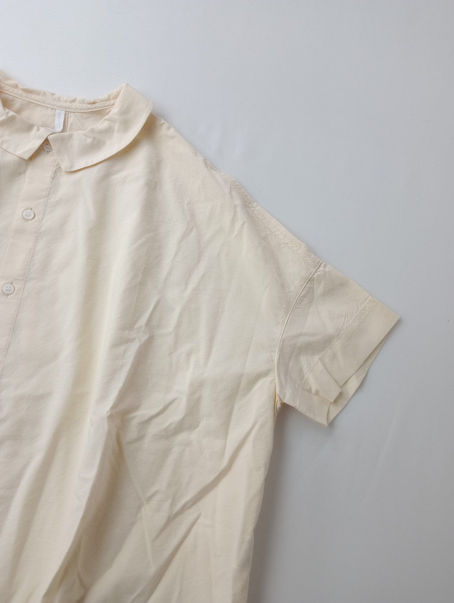 grin グリン チビ襟ワイドシャツ 半袖   トップス クリームイエロー 黄色 2 （12M+3843）【中古】