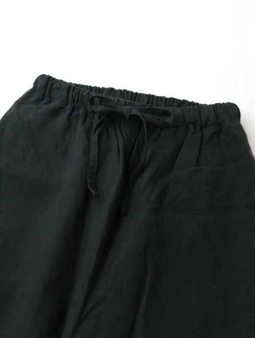 ICHI Antiquites イチアンティークス フレンチリネン 麻 100％ ワイド イージーパンツ 黒 ブラック 【中古】