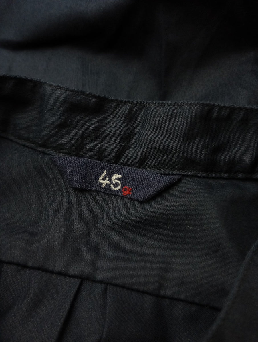 45R  フォーティファイブアール  フリル バンドカラー シャツ 長袖 ワンピース  ダークネイビー 2 【中古】