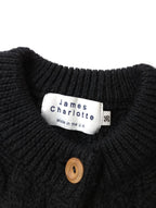 James Charlotte ジェームスシャルロット 長袖 ウール アランニットカーディガン ケーブル編み セーター 長袖 トップス 黒 ブラック 36【中古】
