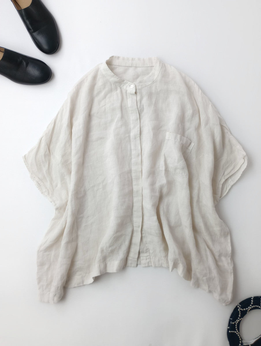 25SS evam eva エヴァムエヴァ linen wide shirt リネンワイドシャツ 生成り M(12M＋3912)【中古】