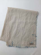 Jurgen Lehl  ヨーガンレール  刺繍  大判 ストール  生成り ブルー (23M＋3023)【中古】
