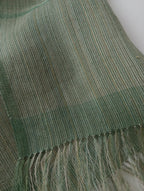 MAKI TEXTILE STUDIO  真木テキスタイル スタジオ 手織り フリンジ ストール グリーン シルク (23M＋3911) 【中古】