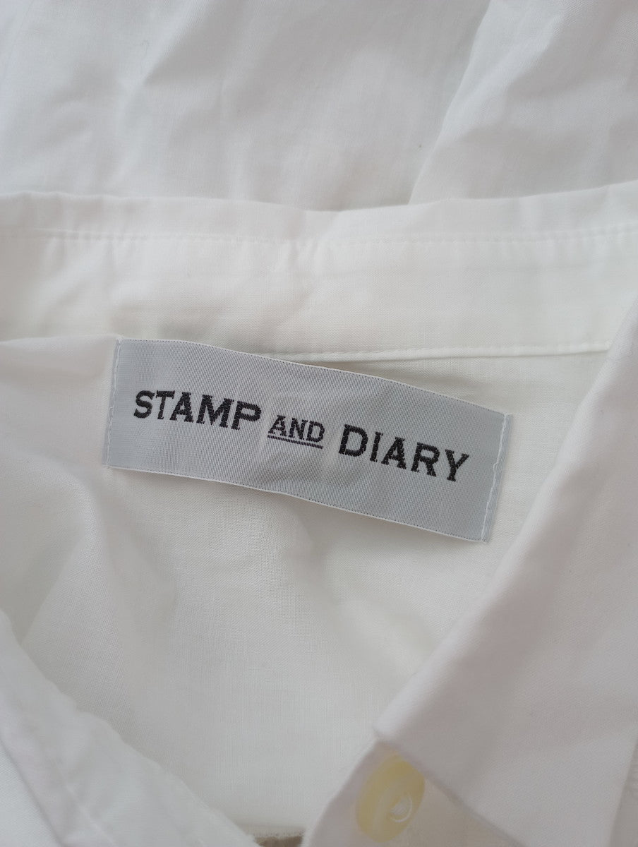 STAMP AND DIARY スタンプアンドダイアリー 刺繍 シャツ ブラウス 白 ホワイト 長袖  【中古】