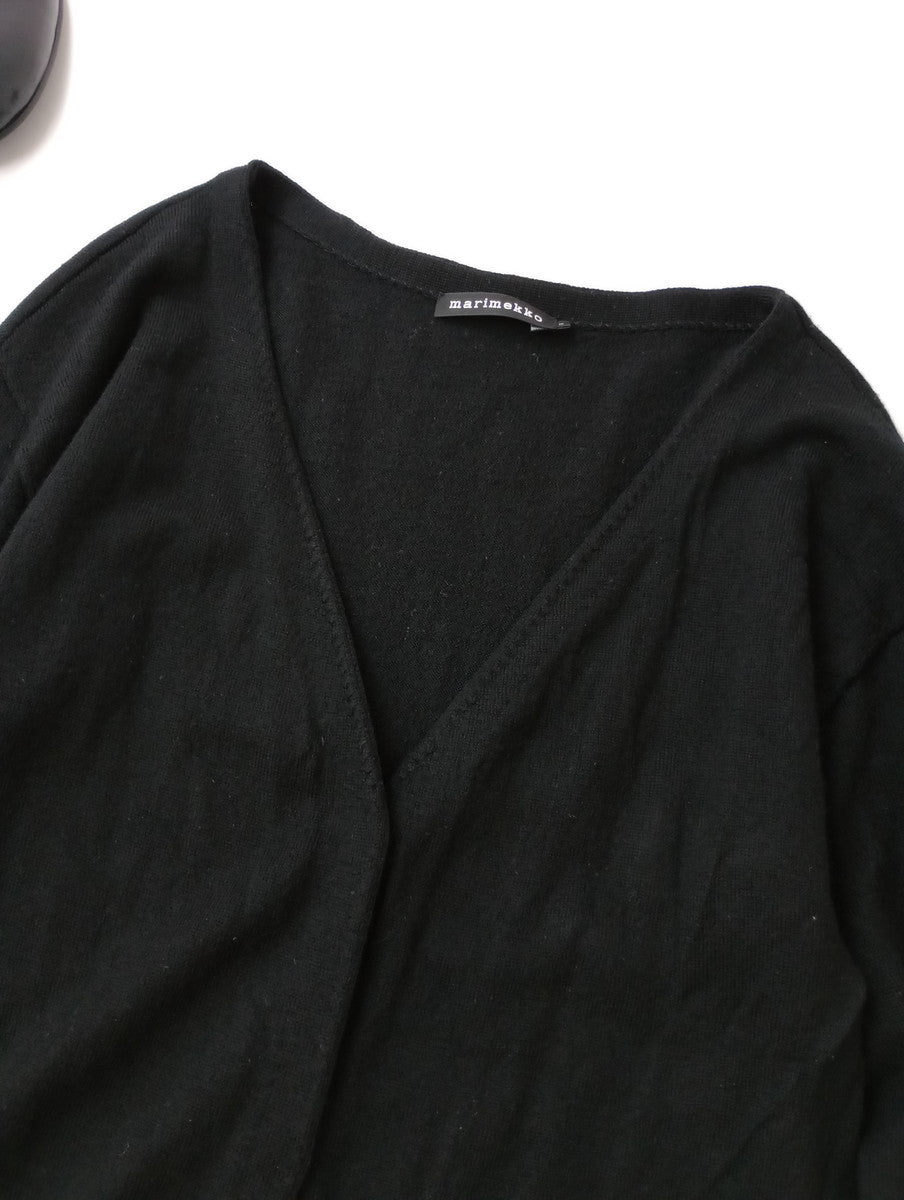 Marimekko マリメッコ PIHTA SOLID KNIT CARDIGAN ニットカーディガン 黒 ブラック S  【中古】